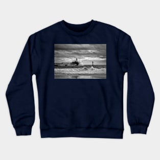 Storm at the mouth of the River Blyth - Monochrome Crewneck Sweatshirt